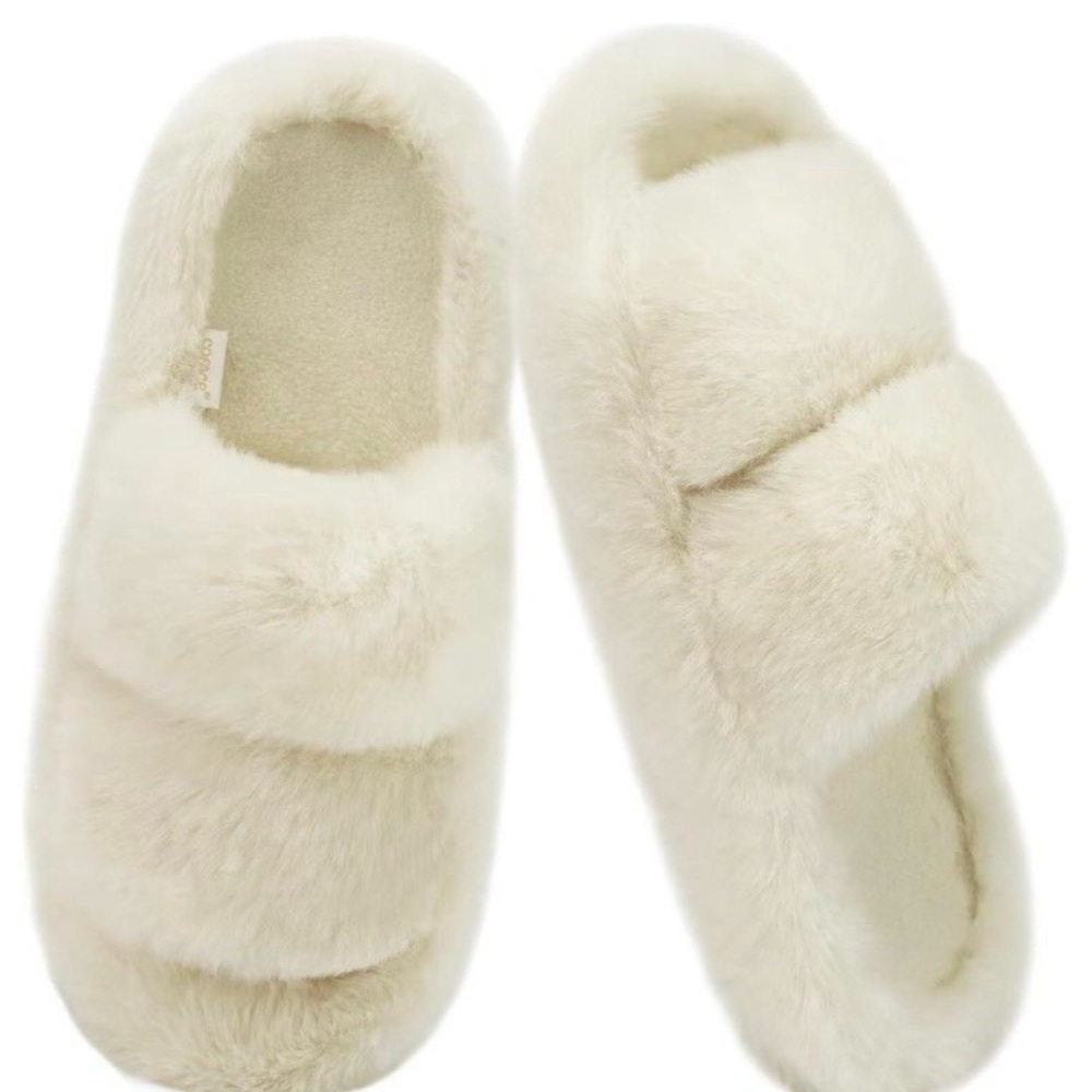 BRAND NEW COFACE Women’s Fuzzy Slippers MemoryFoam Open Toe Slip On Shoes Size 9